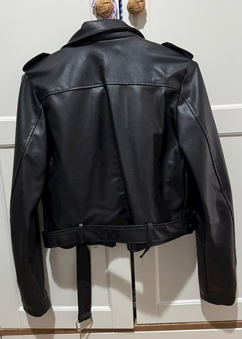 Siyah Deri Biker Ceket - Görsel 4