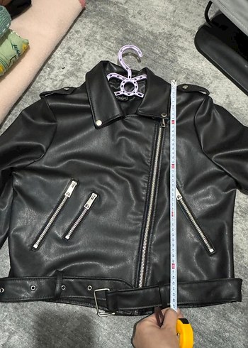 Siyah Deri Biker Ceket - Görsel 6