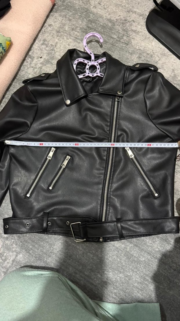 Siyah Deri Biker Ceket - Görsel 3