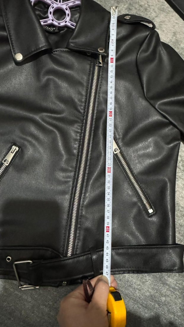 Siyah Deri Biker Ceket - Görsel 5