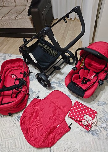 Kırmızı Bebek Arabası Seti - Görsel 3