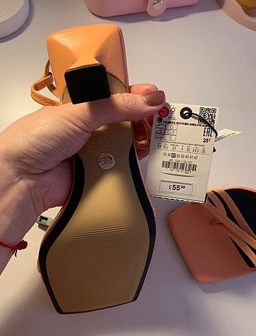 37 Beden turuncu Renk Zara Topuklu Sandalet