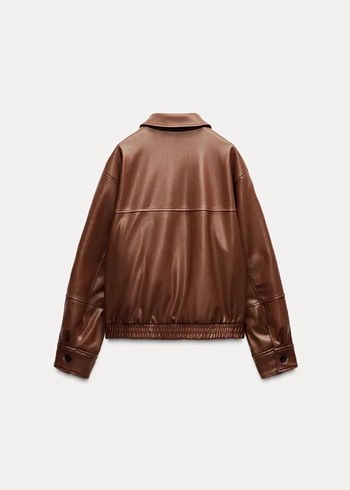 Zara Kahverengi Deri Ceket - Görsel 3