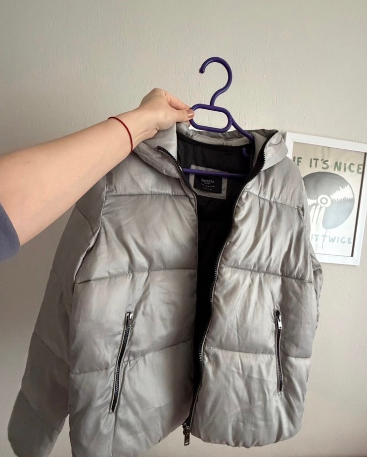 Bershka Gri  Kadın Kışlık Mont - Görsel 5