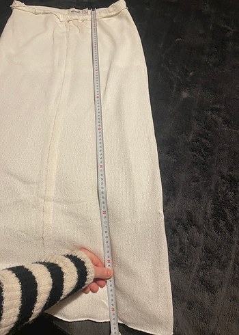 Beyaz Drapeli Uzun Kadın Etek - Görsel 5