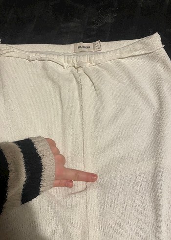 Beyaz Drapeli Uzun Kadın Etek - Görsel 3