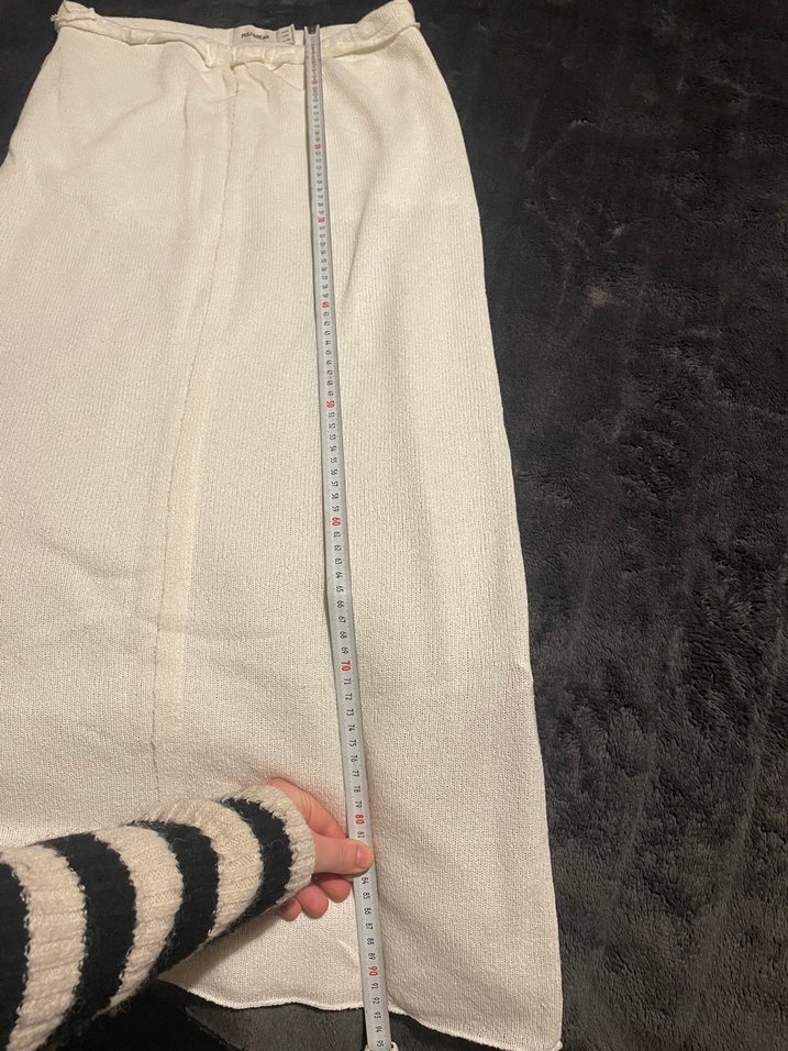 Beyaz Drapeli Uzun Kadın Etek - Görsel 5