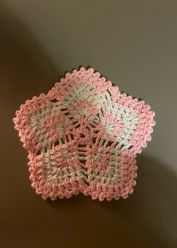 Pastel Pembe El örgüsü Bardak Altlığı - Görsel 2