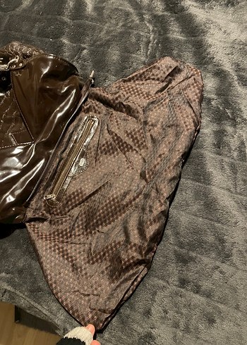 Kahverengi Deri Yılan Desenli Kadın Çanta - Görsel 6