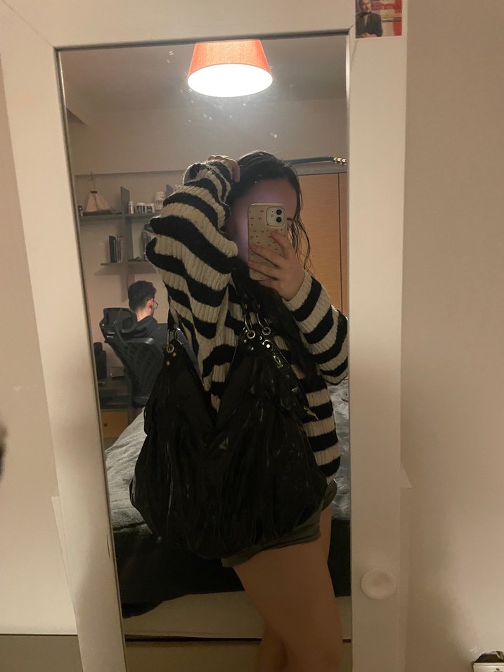 Kahverengi Deri Yılan Desenli Kadın Çanta - Görsel 3