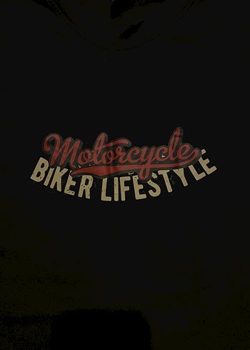 Siyah Baskılı Biker Tişört - Görsel 3