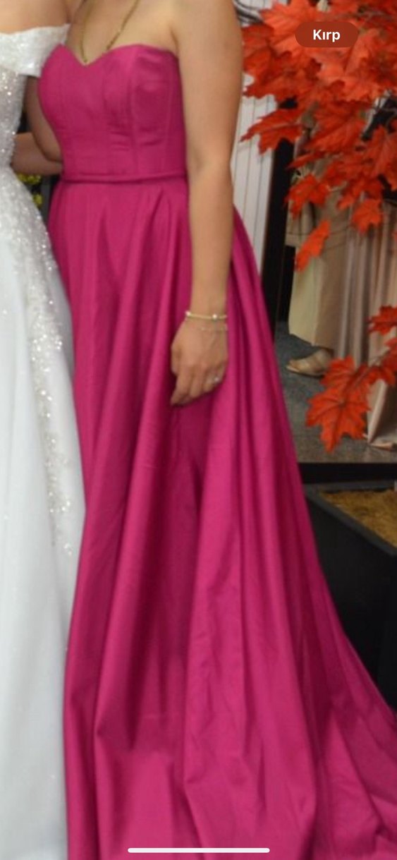 Pembe Drapeli Uzun Abiye Elbise - Görsel 2