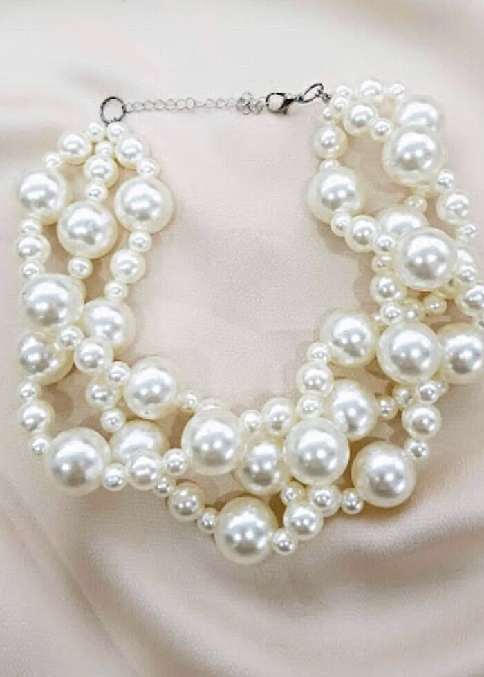 Karışık sarmal inci kolye şok fiyat - Görsel 2