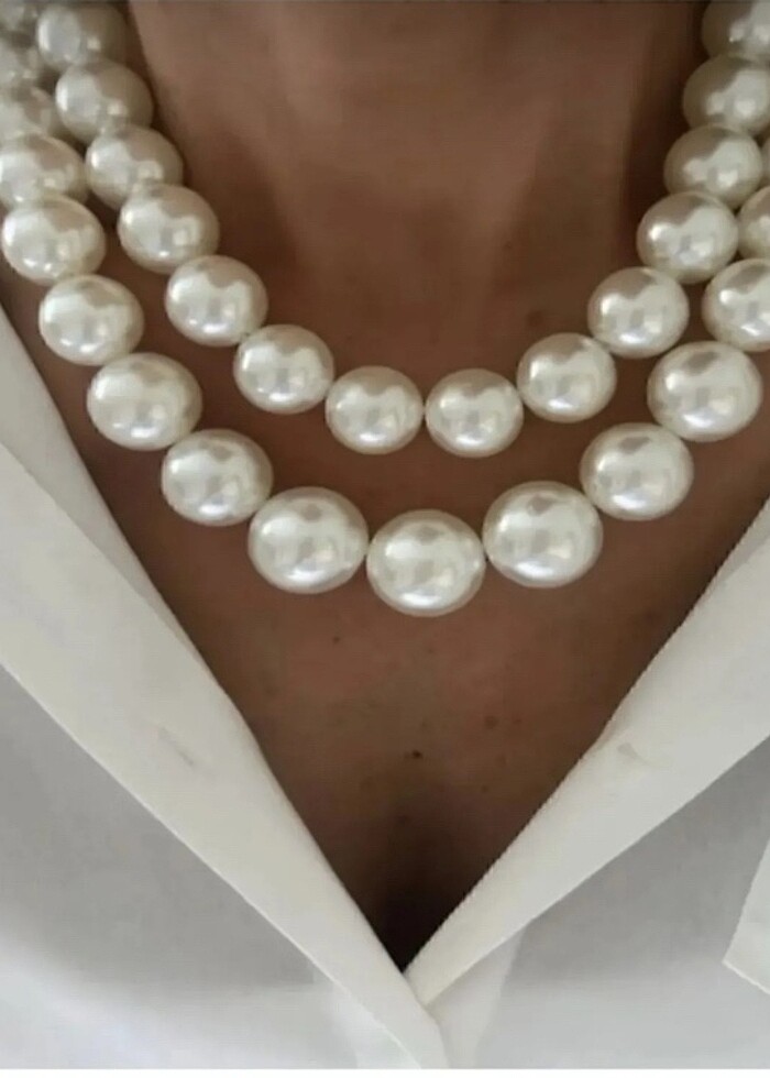 2 Li kalın inci kolye şok fiyat - Görsel 4