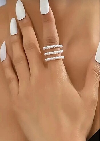 3 lü inci yüzük Şok fiyat - Görsel 2