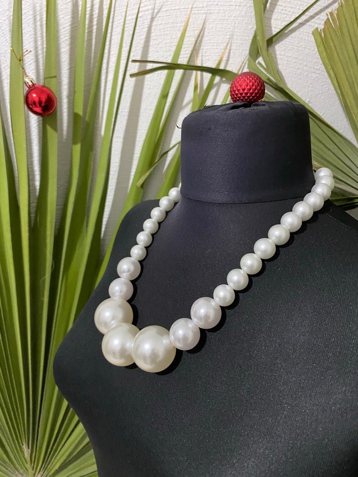 Beyaz Boncuklu Midi Kadın Kolye - Görsel 2