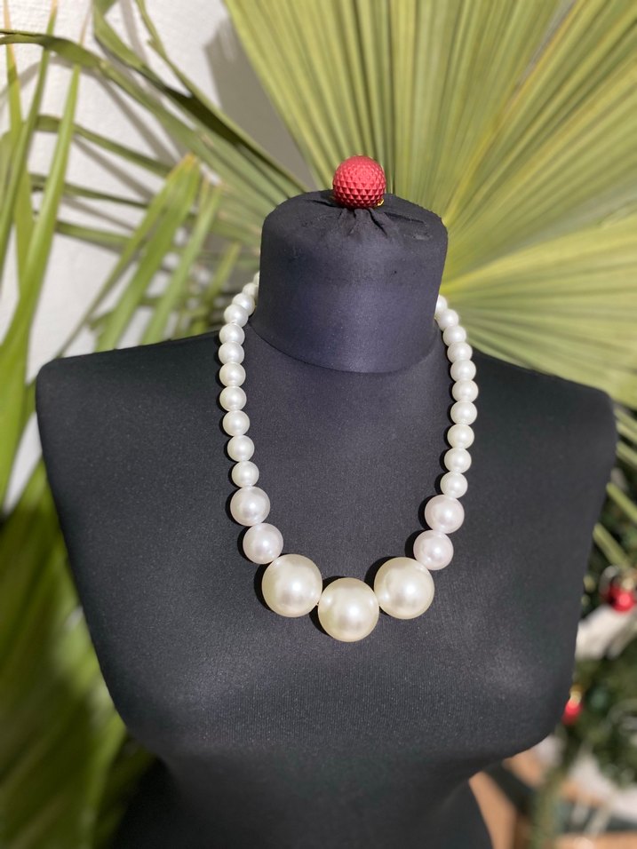 Beyaz Boncuklu Midi Kadın Kolye - Görsel 4