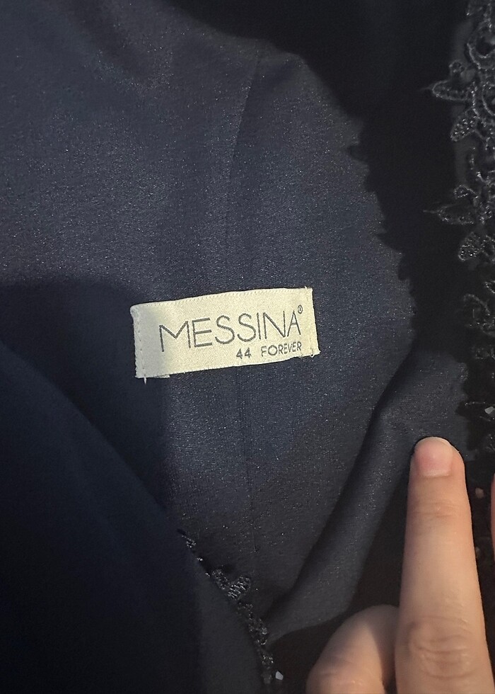 Lacivert abiye dantelli transparan - Görsel 4