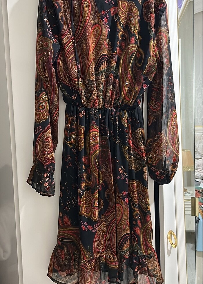 şifon midi elbise - Görsel 2