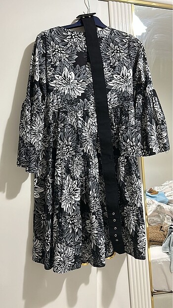 geniş kalıp kemerli elbise - Görsel 2