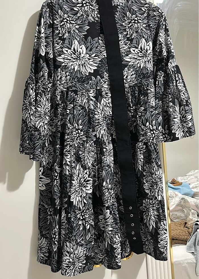 geniş kalıp kemerli elbise - Görsel 2