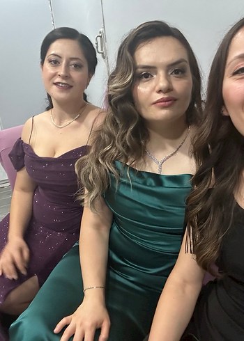 abiye yeşil askılı elbise - Görsel 2