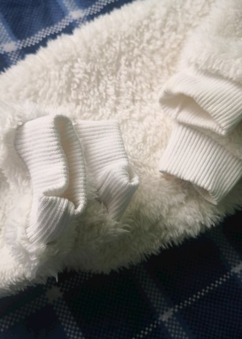 Kapüşonlu Beyaz Bebek Tulum - Görsel 6