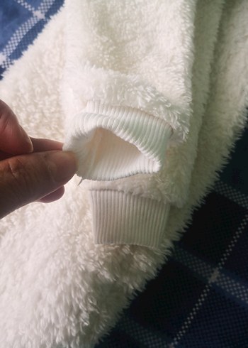 Kapüşonlu Beyaz Bebek Tulum - Görsel 5