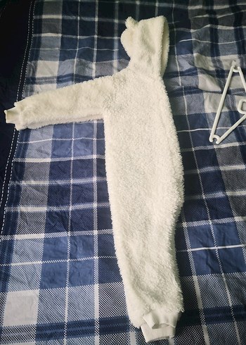 Kapüşonlu Beyaz Bebek Tulum - Görsel 4