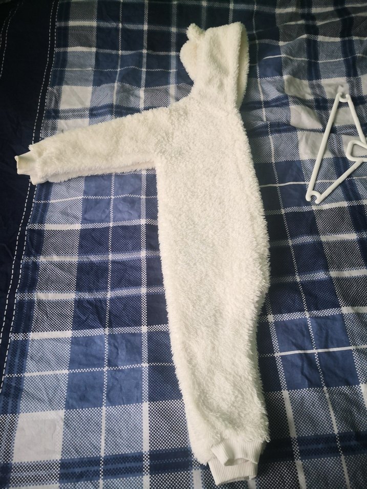 Kapüşonlu Beyaz Bebek Tulum - Görsel 4