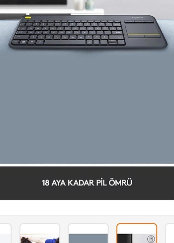 Logitech Kablosuz Gri Mini Klavye K400 Plus Dokunmatik - Görsel 7