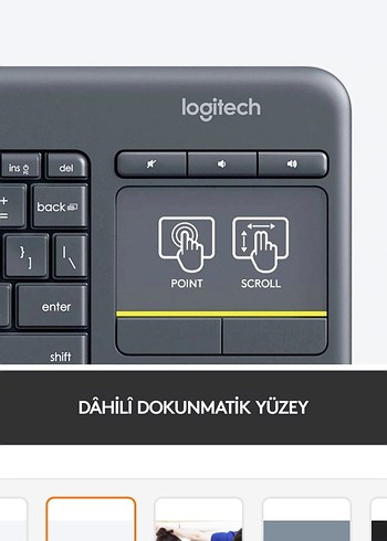 Logitech Kablosuz Gri Mini Klavye K400 Plus Dokunmatik - Görsel 4
