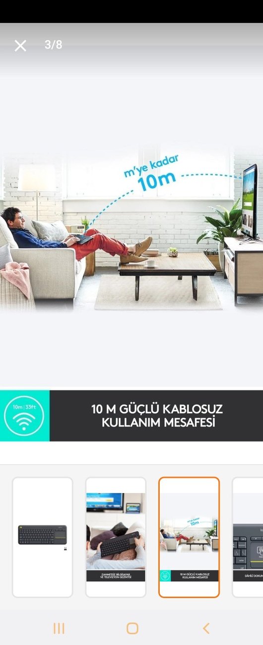 Logitech Kablosuz Gri Mini Klavye K400 Plus Dokunmatik - Görsel 3