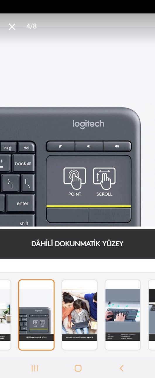Logitech Kablosuz Gri Mini Klavye K400 Plus Dokunmatik - Görsel 4