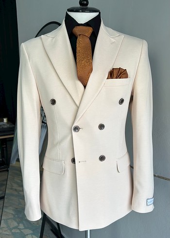 Bej Düğmeli Erkek blazer ceket