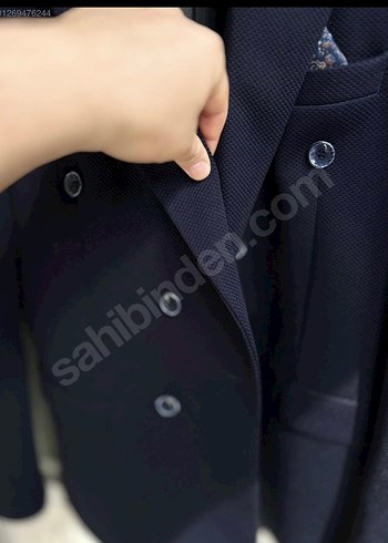 Düğmeli Lacivert Erkek Kruvaze Ceket - Görsel 4