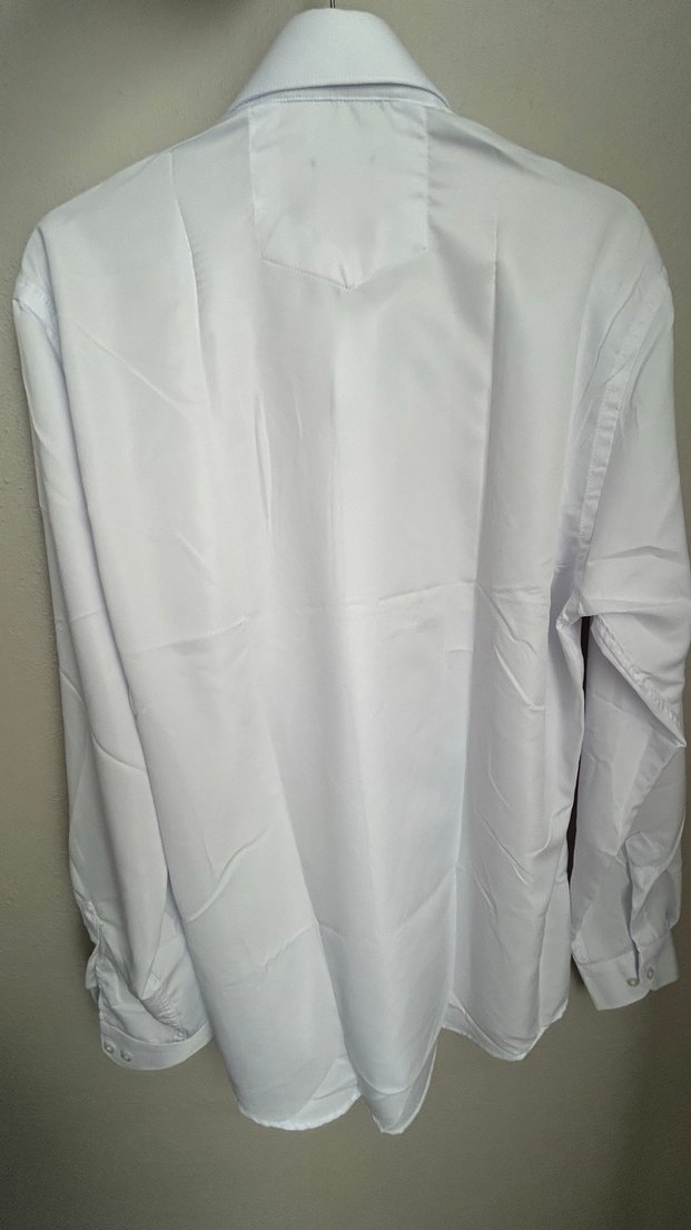 Erkek Beyaz Uzun Kollu Düğmeli Gömlek - Görsel 5
