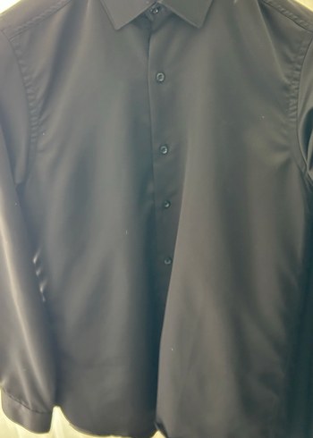 Siyah Erkek Uzun Kollu Düğmeli Gömlek - Görsel 5