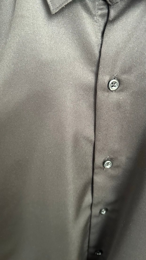 Siyah Erkek Uzun Kollu Düğmeli Gömlek - Görsel 2