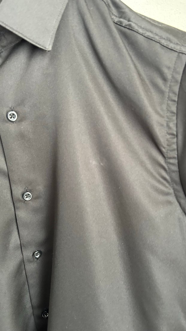 Siyah Erkek Uzun Kollu Düğmeli Gömlek - Görsel 4