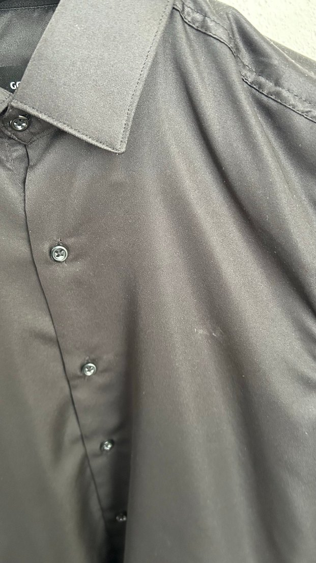 Siyah Erkek Uzun Kollu Düğmeli Gömlek - Görsel 3