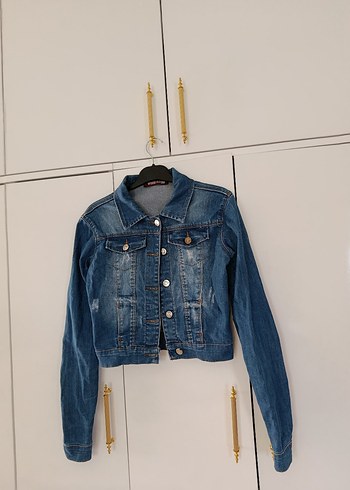 38 Beden Düğmeli Mavi Kadın Denim Ceket