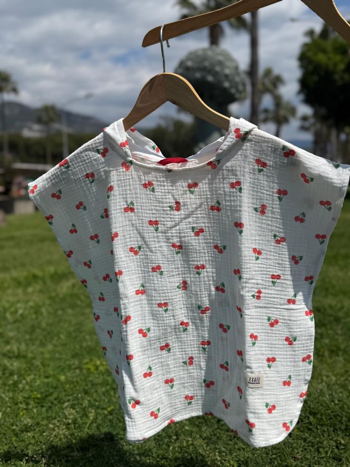 Kapüşonlu muslin Panço - Görsel 2