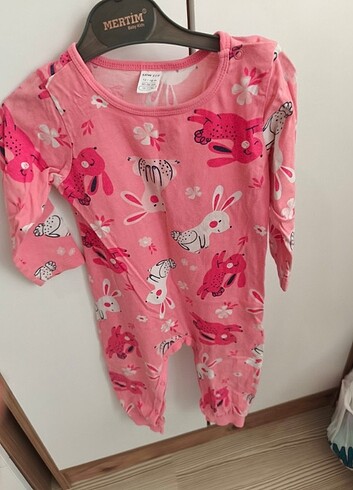 12-18 Ay Beden pembe Renk Kız bebek tulum