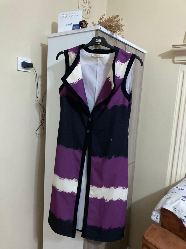 V Yaka Kolsuz Hamile Elbisesi, Midi Boy, Bağlama Desenli - Görsel 3