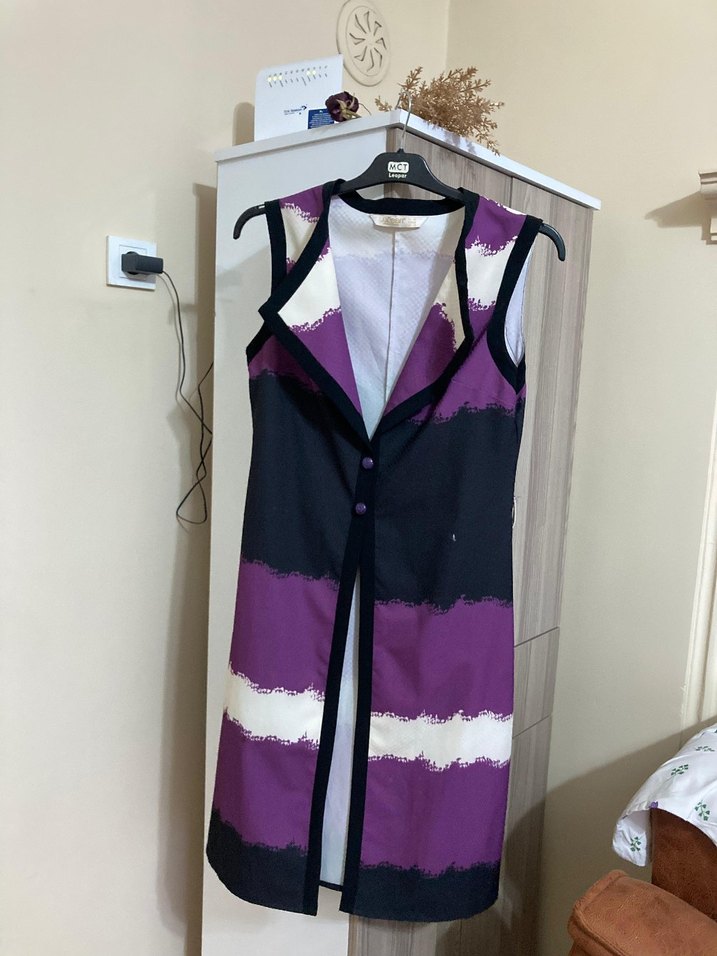 V Yaka Kolsuz Hamile Elbisesi, Midi Boy, Bağlama Desenli - Görsel 2