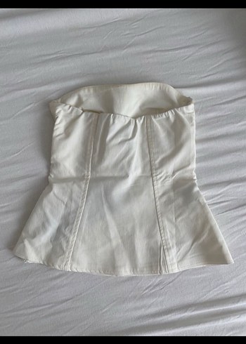 Beyaz Saten Straplez Mini Büstiyer - Görsel 3