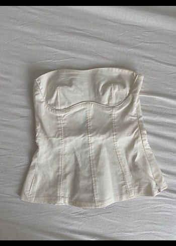 Beyaz Saten Straplez Mini Büstiyer - Görsel 2