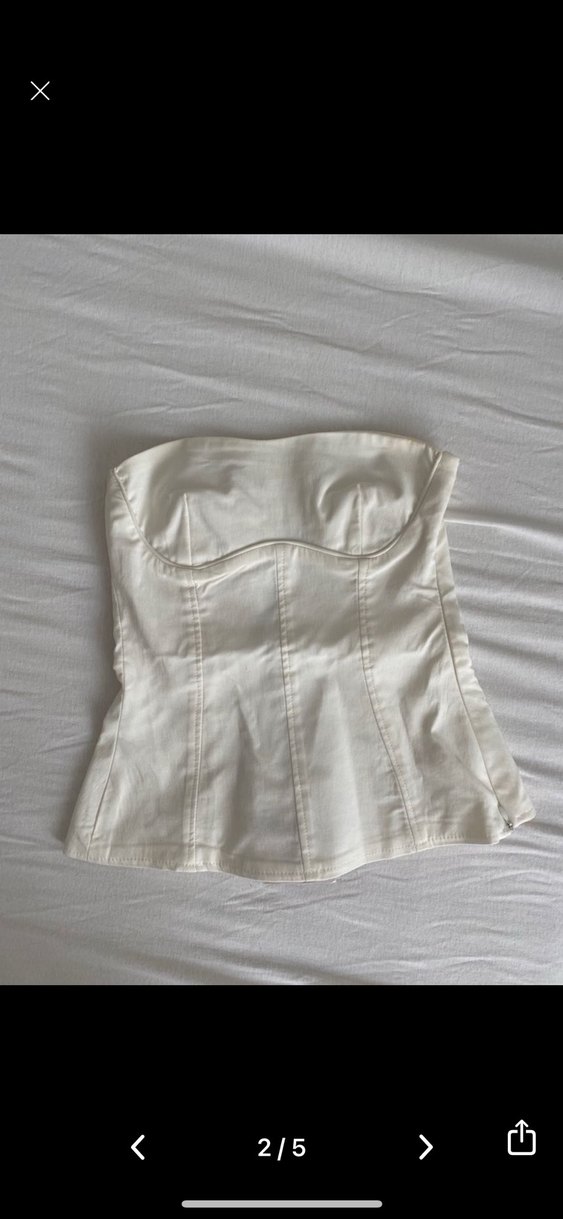 Beyaz Saten Straplez Mini Büstiyer - Görsel 2