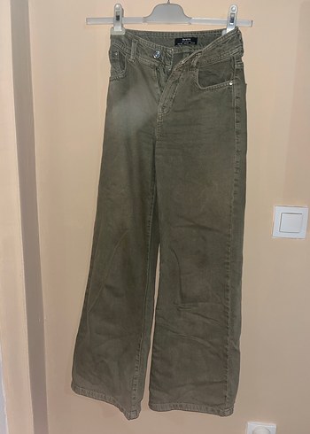 Bershka Düğmeli Gri Kadın Kot Pantolon - Görsel 2